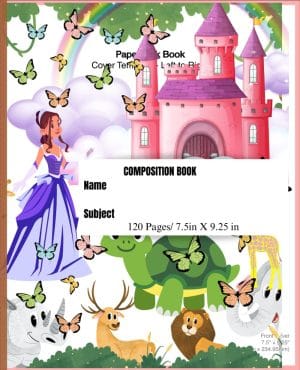 Girls Composition Notebook: Cute Princess Notebook for Little Girls, 120 Pages, 7.5 in X 9.5 in